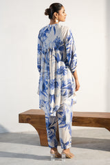 Off White Muslin Silk Printed Co-Ord Set styled with minimal accessories