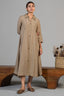 Full length elegant silhouette of contemporary Beige Cotton Silk Dress