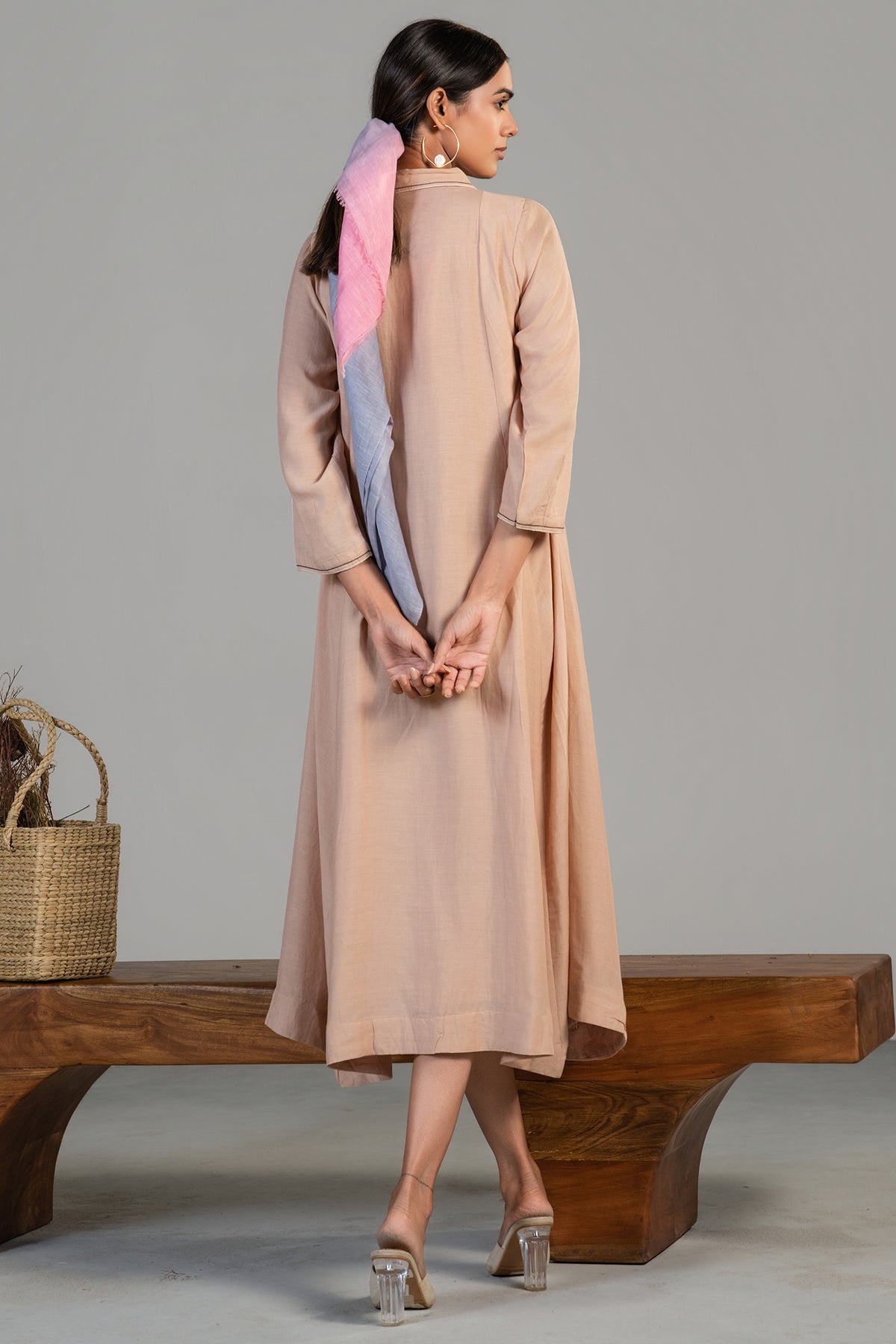 Chic Pink Cotton Silk Dress for women festive and casual wear