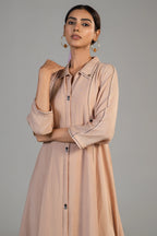 Close up of the premium cotton silk fabric blend on Pink Cotton Silk Dress