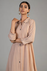 Close up of the premium cotton silk fabric blend on Pink Cotton Silk Dress