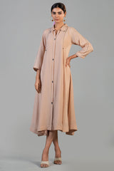 Pink Cotton Silk Dress front view elegant luxury fashion