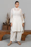 Ivory White Organza High and Low Co-Ord Set back view showcasing the dramatic trailing hemline