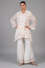 Ivory White Soft Cotton Co-Ord Set front view minimal smart-casual wear
