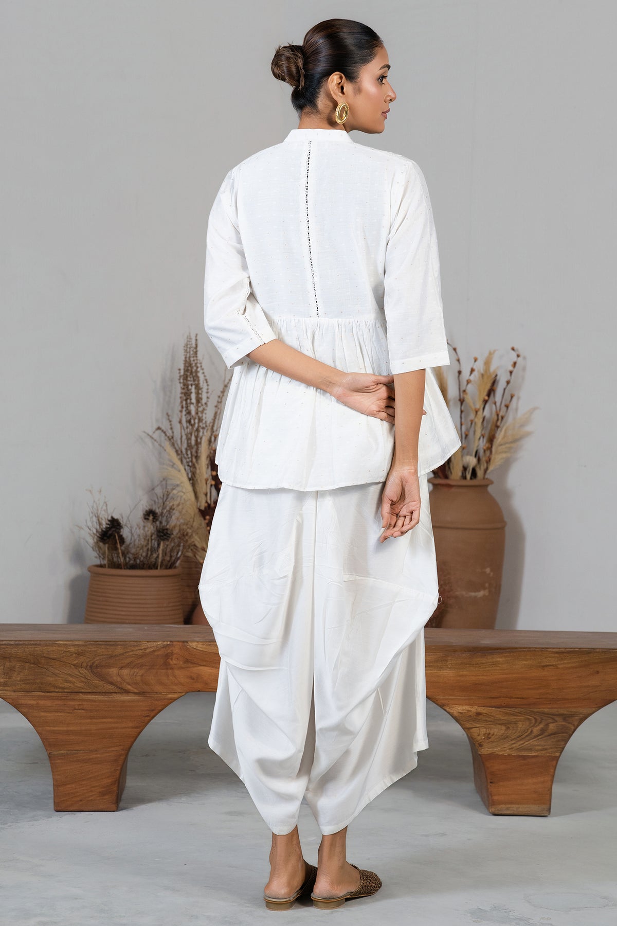 Ivory White Soft Cotton Co-Ord Set - white cotton saree