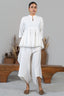 Full length elegant silhouette of contemporary Ivory White Soft Cotton Co-Ord Set