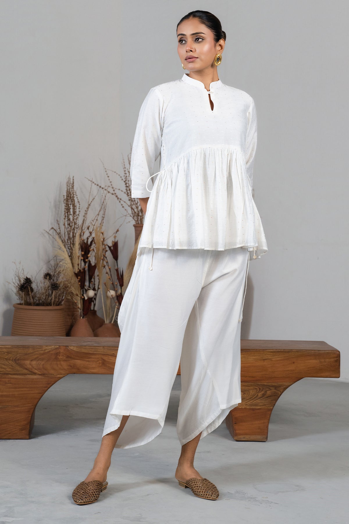 Chic relaxed fit Ivory White Soft Cotton Co-Ord Set for women fashion