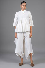 Ivory White Soft Cotton Co-Ord Set front view minimal smart-casual wear