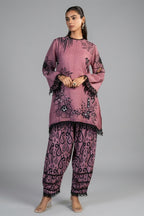 Dusty Pink Linen Floral Printed Co-Ord Set front view chic smart-casual wear