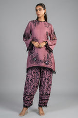 Dusty Pink Linen Floral Printed Co-Ord Set front view chic smart-casual wear