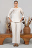 Full length silhouette of contemporary Ivory Jute Embroidered Co-Ord Set