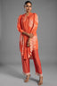 Orange Crepe Printed Kurti with Pant - Front View