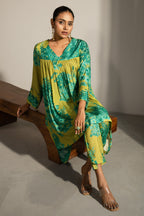 Lime Green Muslin Silk Co-Ord Set back view showcasing comfortable styling