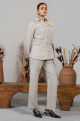 Full length silhouette of contemporary Grey Linen Co-Ord Set