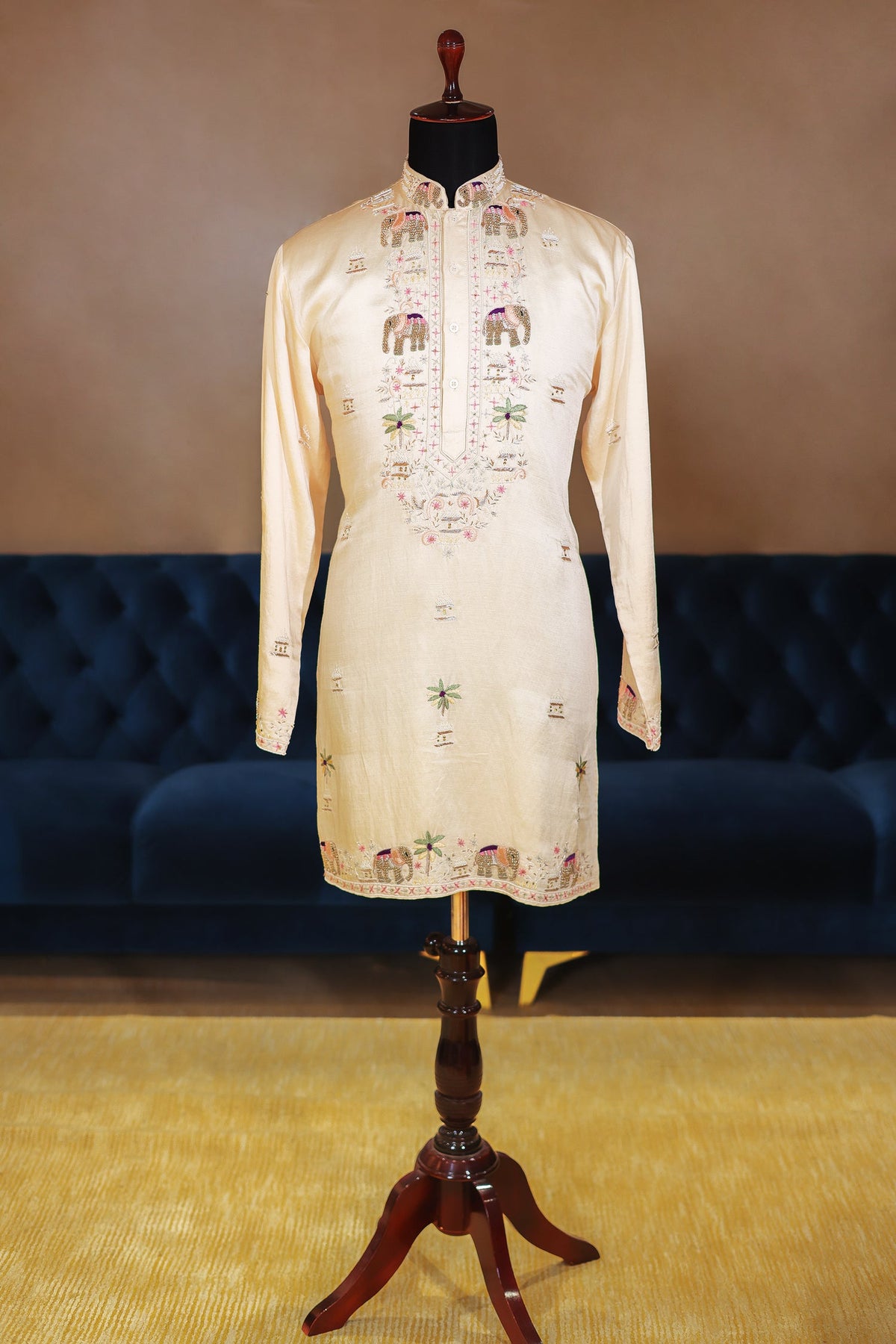 Ivory White Silk Sequin Embroidered Kurta Set - red silk saree embroidered