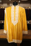 Yellow Silk Mirror Embroidered Kurta Pajama - red silk saree embroidered