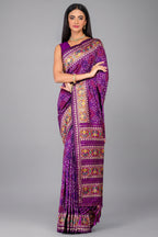 Violet Purple Traditional Patola Woven Saree in Silk - purple silk saree patola
