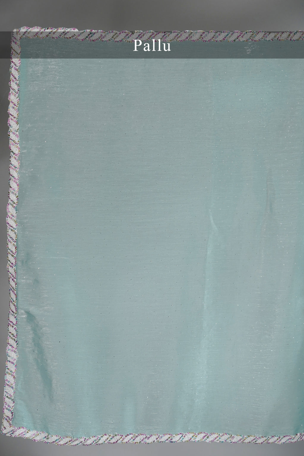Light Blue Chiffon Organza Swarovski Worked Saree with Bead and Cutdana Lace
