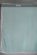 Light Blue Chiffon Organza Swarovski Worked Saree with Bead and Cutdana Lace