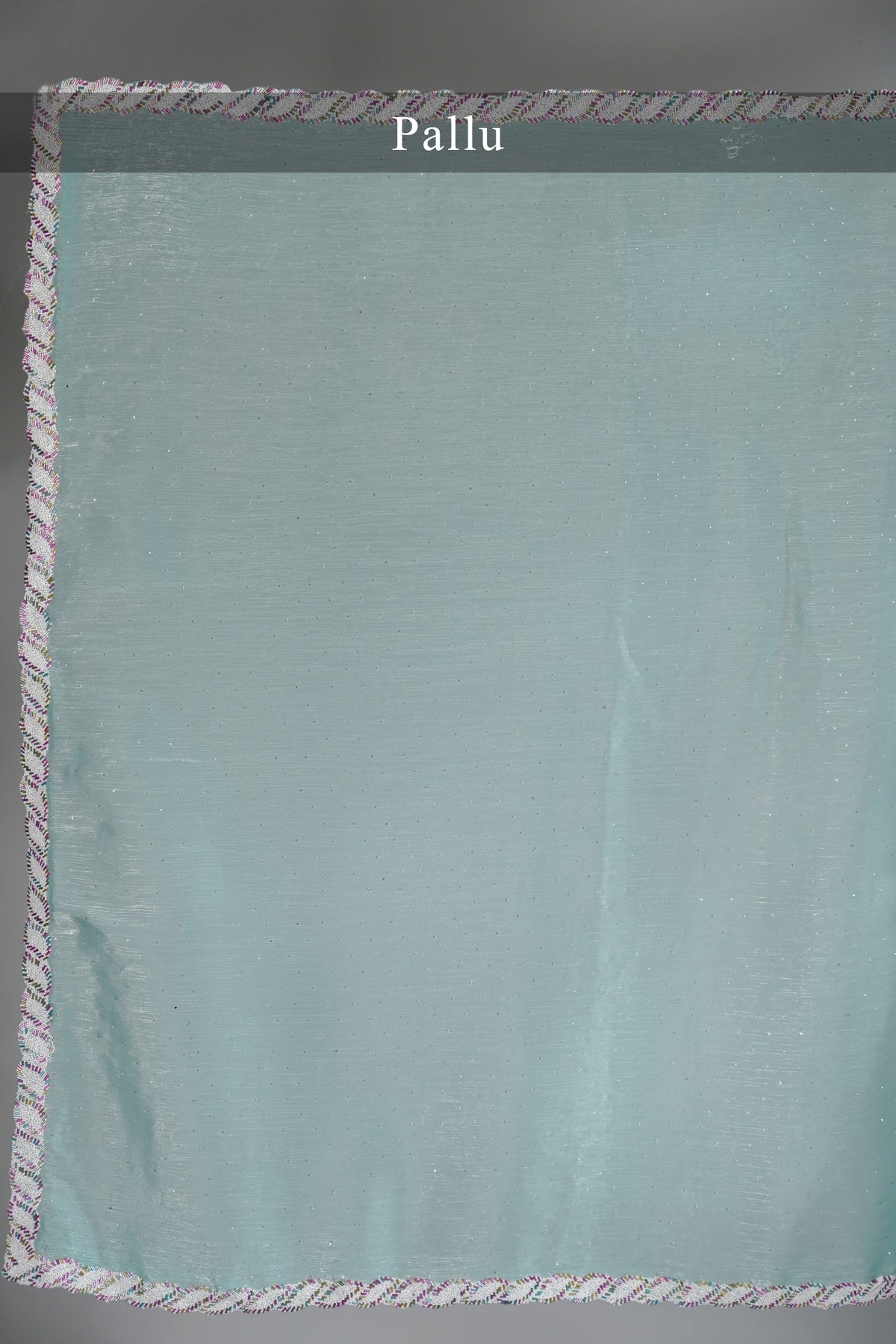Light Blue Chiffon Organza Swarovski Worked Saree with Bead and Cutdana Lace