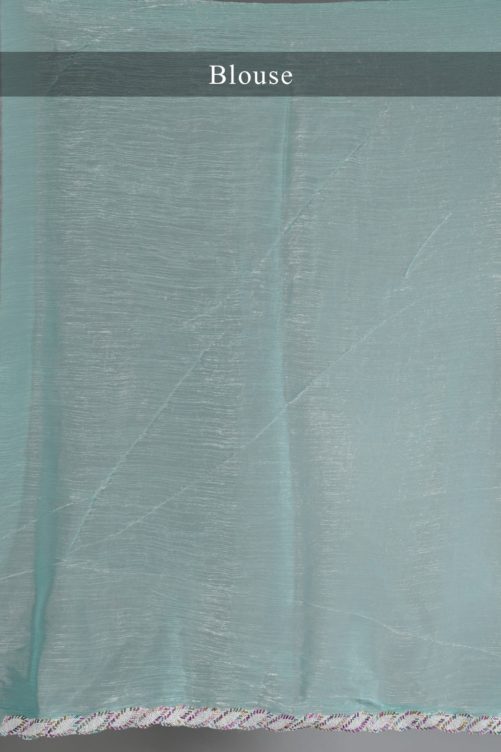 Light Blue Chiffon Organza Swarovski Worked Saree with Bead and Cutdana Lace