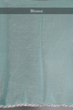 Light Blue Chiffon Organza Swarovski Worked Saree with Bead and Cutdana Lace
