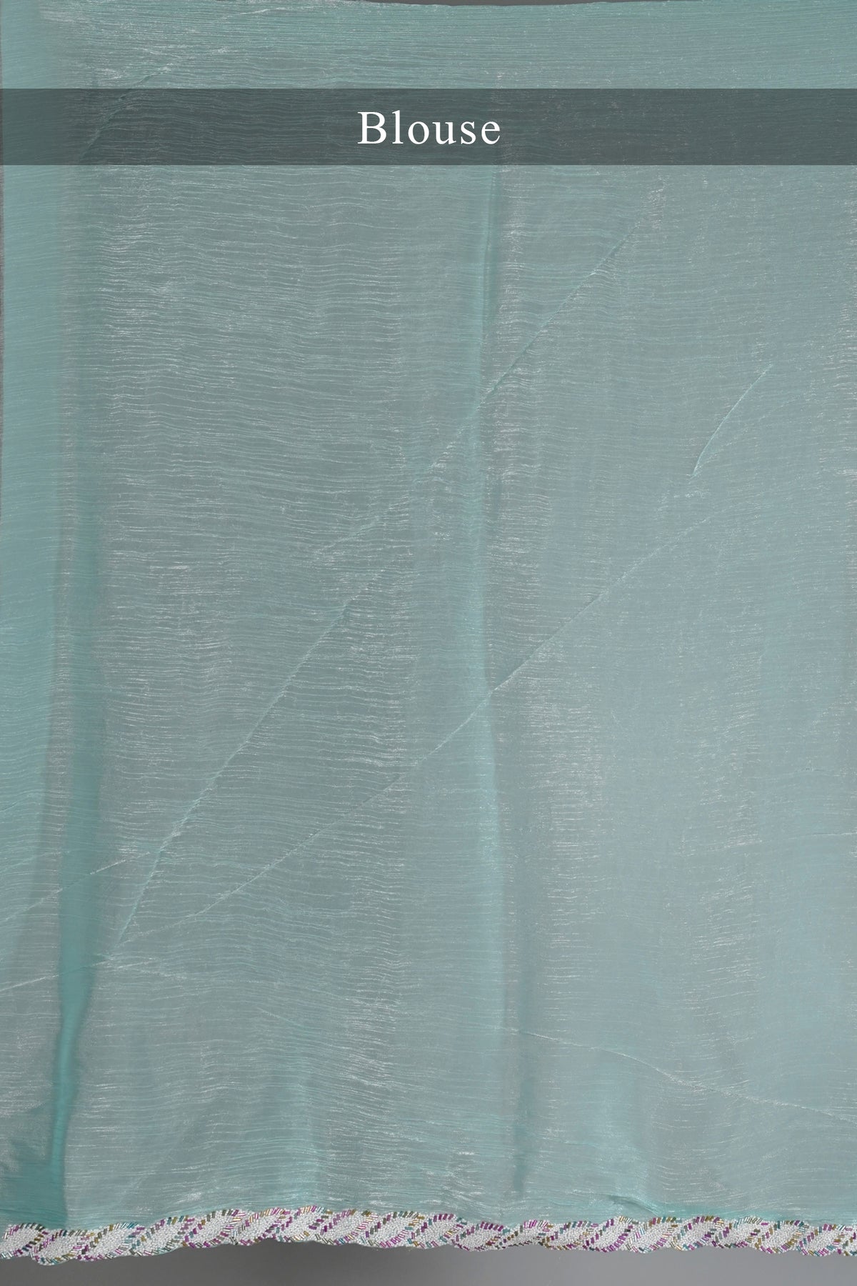 Light Blue Chiffon Organza Swarovski Worked Saree with Bead and Cutdana Lace