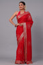 Red Art Silk Foil Printed Saree - red silk saree