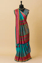 Sky Blue Modal Silk Printed Saree - blue silk saree
