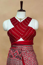 Maroon Modal Silk Ajrakh Printed Saree - maroon silk saree