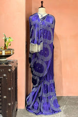 Indigo Purple Crush Chinon Cutdana Worked Saree