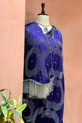 Indigo Purple Crush Chinon Cutdana Worked Saree