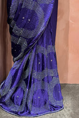 Indigo Purple Crush Chinon Cutdana Worked Saree