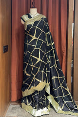 Black Modal Silk Zari Woven Saree with Cutdna Work