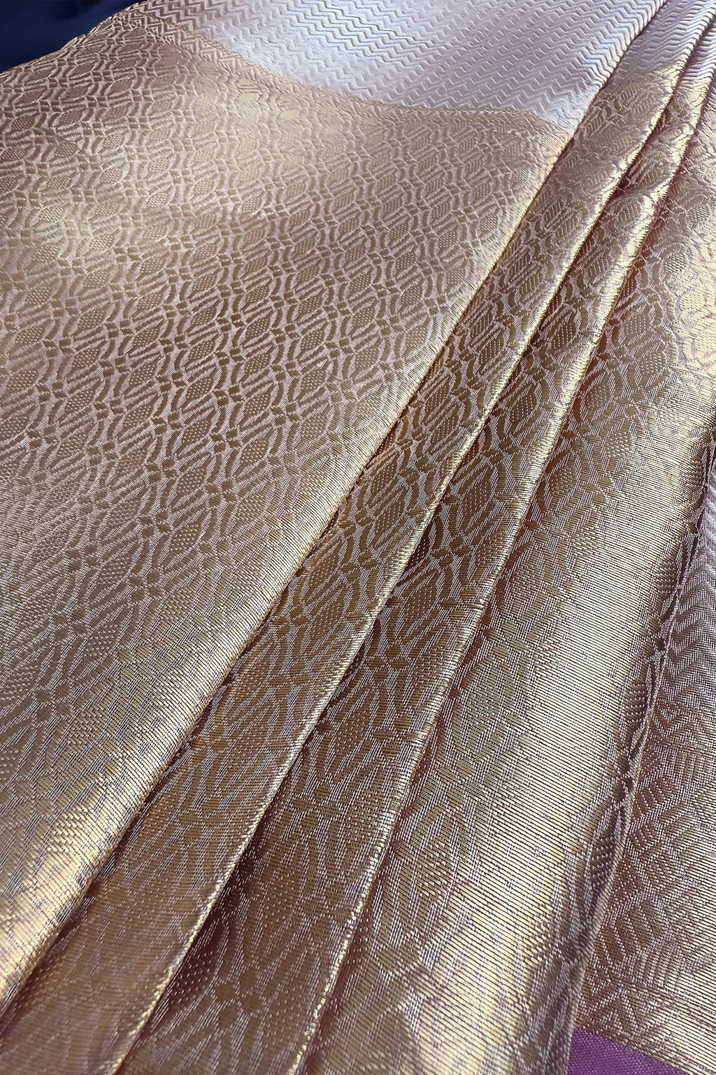 Golden Kanchipuram Tissue Silk Woven Saree - gold silk saree