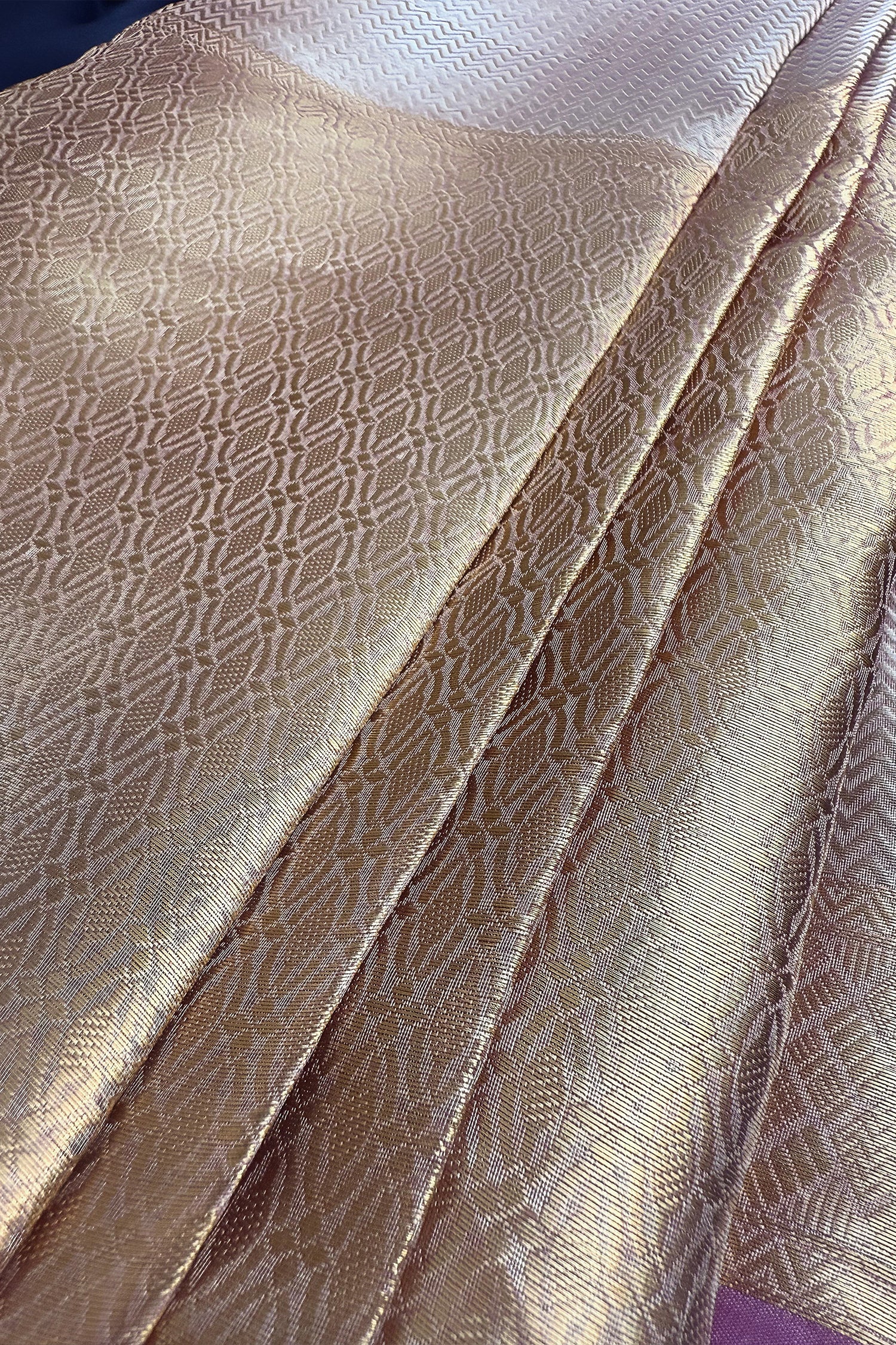 Golden Kanchipuram Tissue Silk Woven Saree - gold silk saree