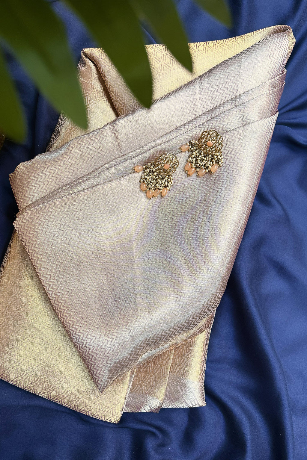 Golden Kanchipuram Tissue Silk Woven Saree - gold silk saree