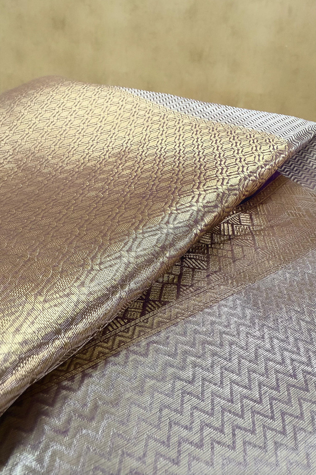 Golden Kanchipuram Tissue Silk Woven Saree - gold silk saree
