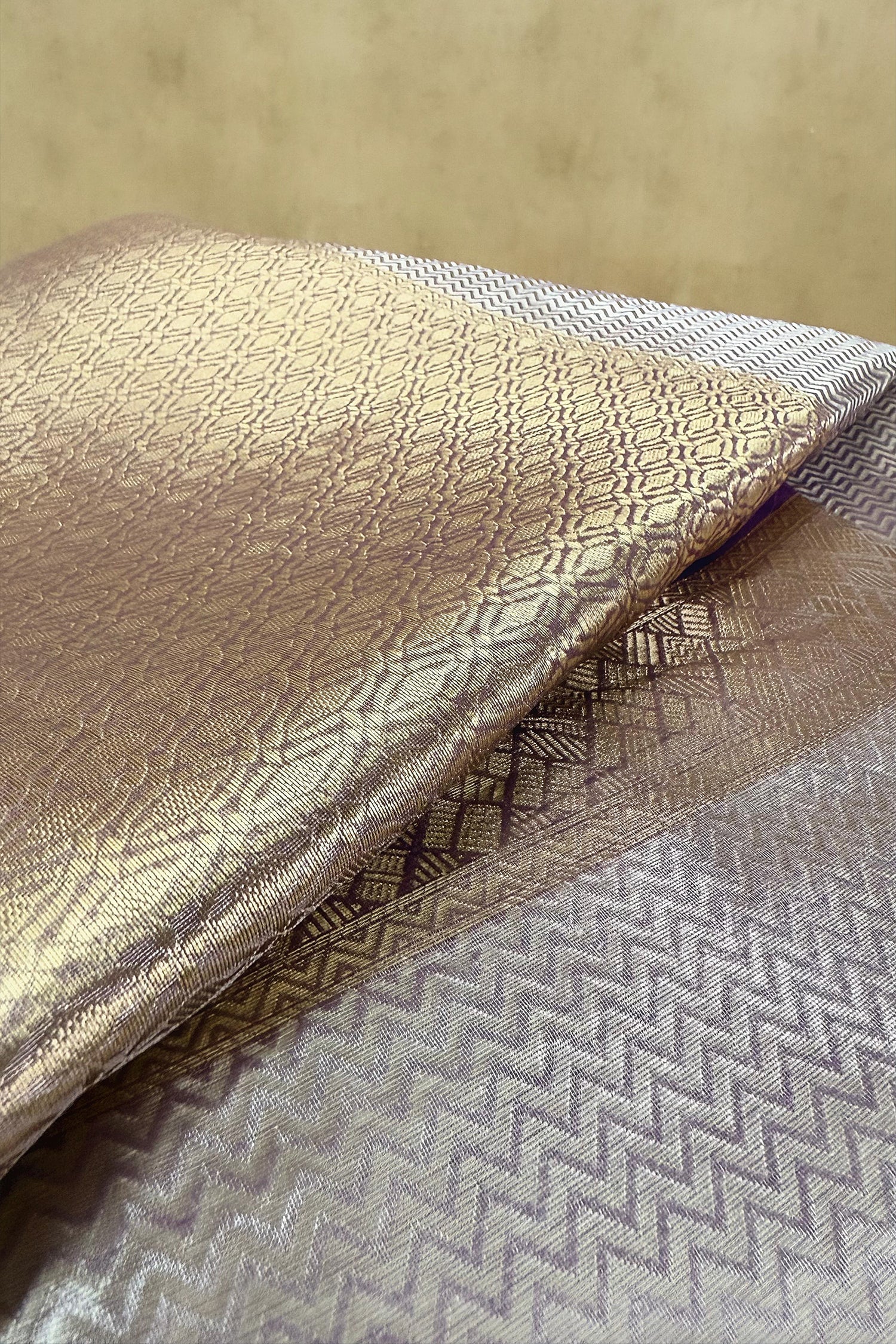 Golden Kanchipuram Tissue Silk Woven Saree - gold silk saree