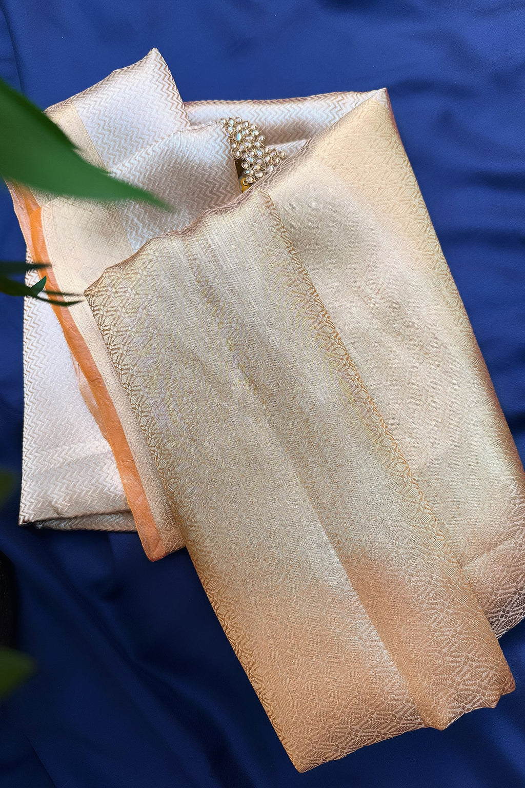 Golden Kanchipuram Tissue Silk Woven Saree - gold silk saree