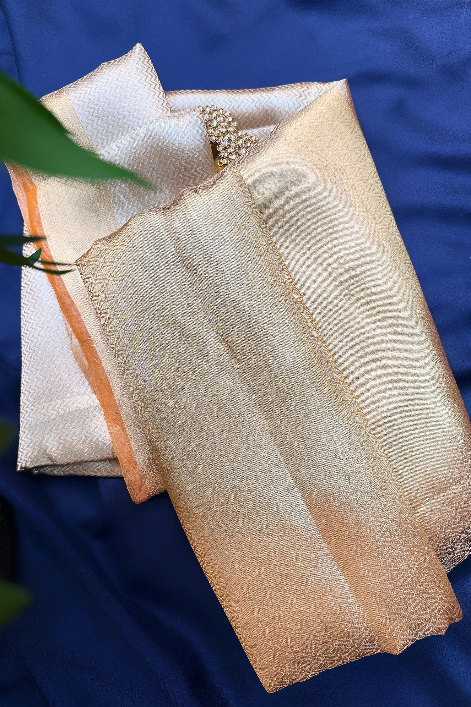 Golden Kanchipuram Tissue Silk Woven Saree - gold silk saree
