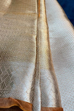 Golden Kanchipuram Tissue Silk Woven Saree - gold silk saree