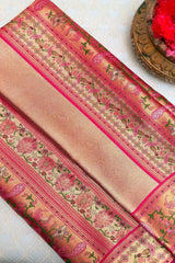 Golden Kanchipuram Tissue Woven Saree with Contrast Paithani Border