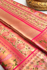 Golden Kanchipuram Tissue Woven Saree with Contrast Paithani Border