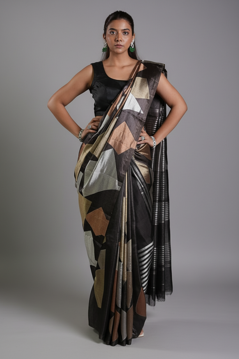 Black Tissue Saree - black saree