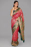 Rani Pink Dola Silk All Over Woven Saree with Contrast Border - pink silk saree