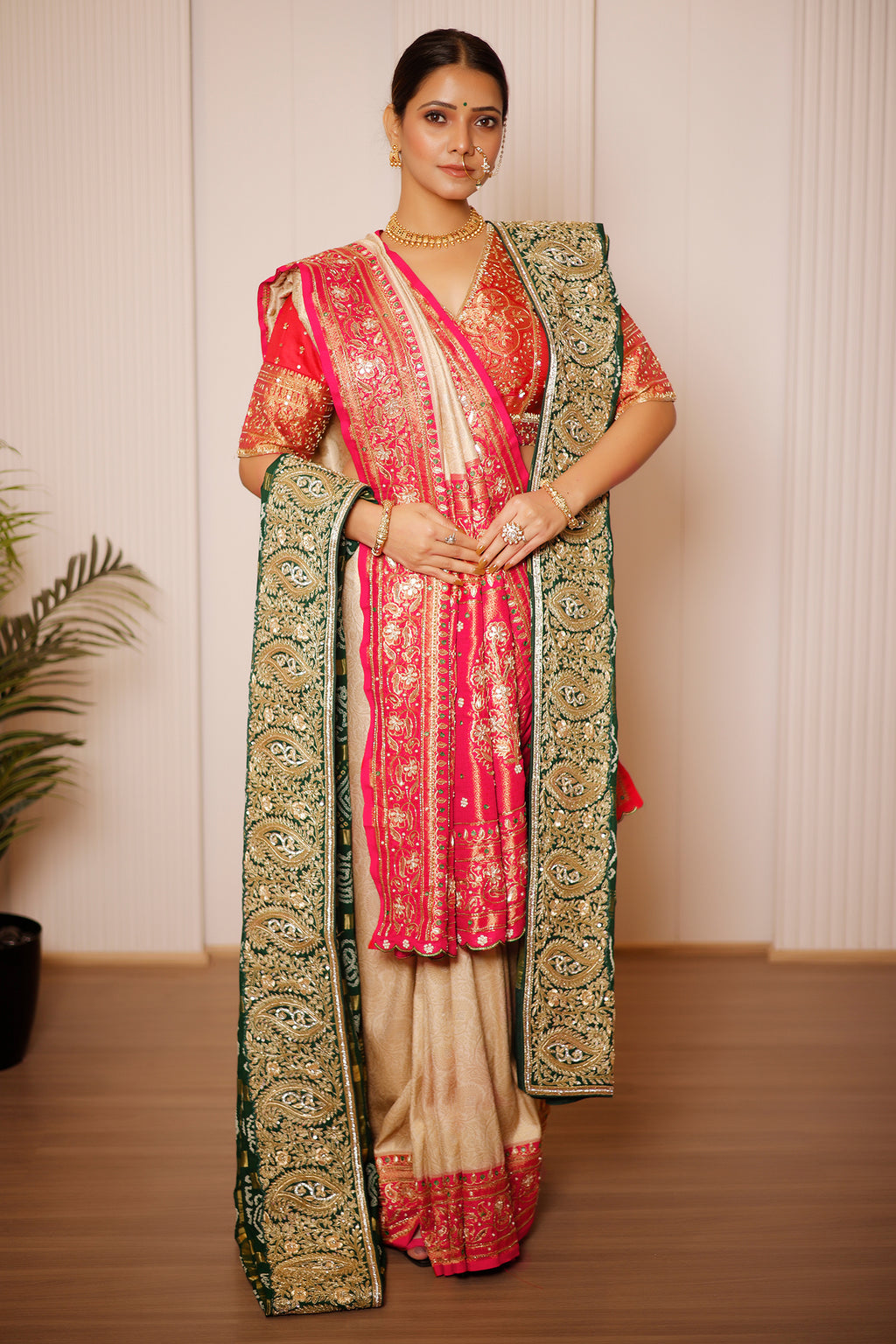 Cream Uppada Silk All Over Woven Traditional Saree - cream silk saree