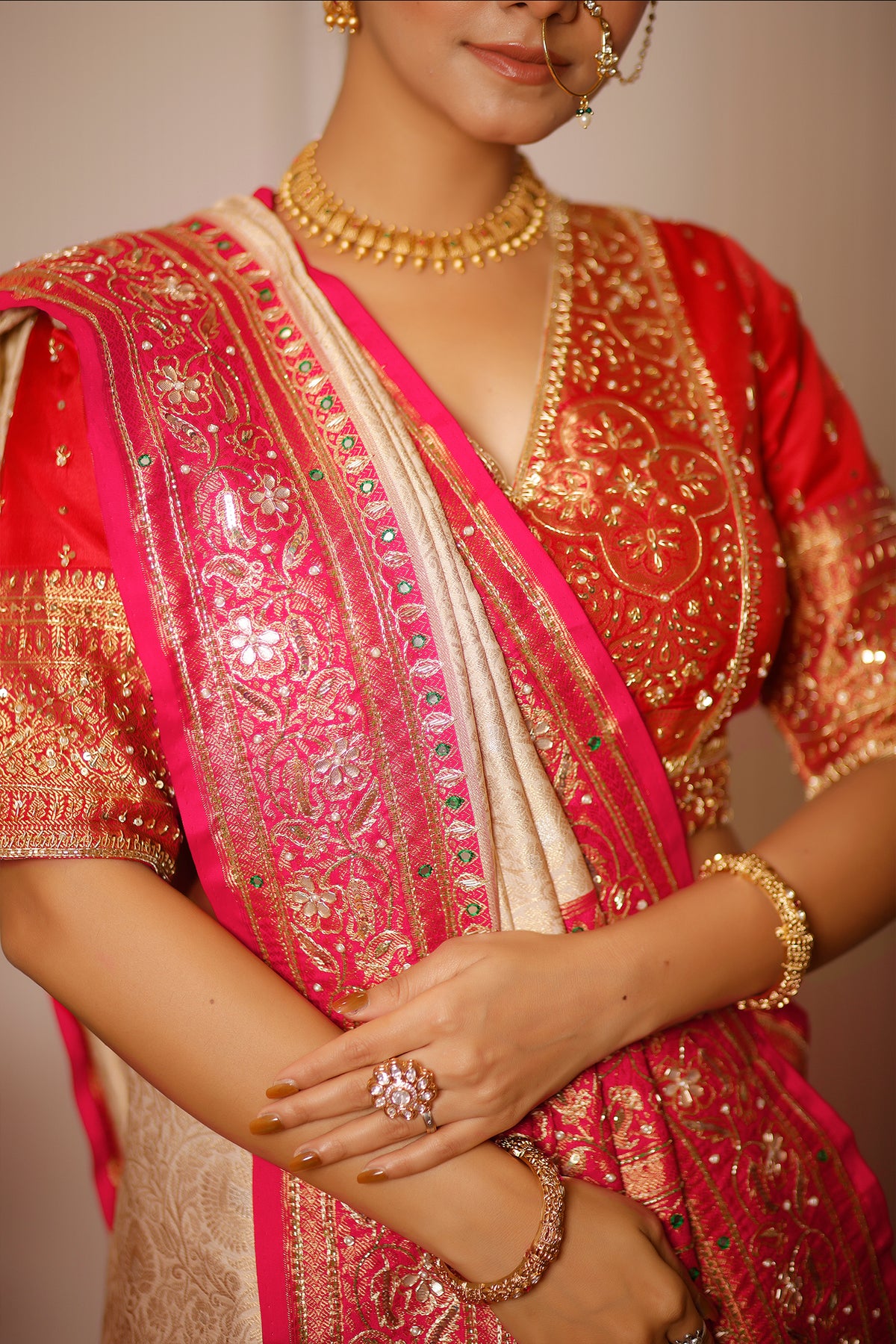 Cream Uppada Silk All Over Woven Traditional Saree - cream silk saree