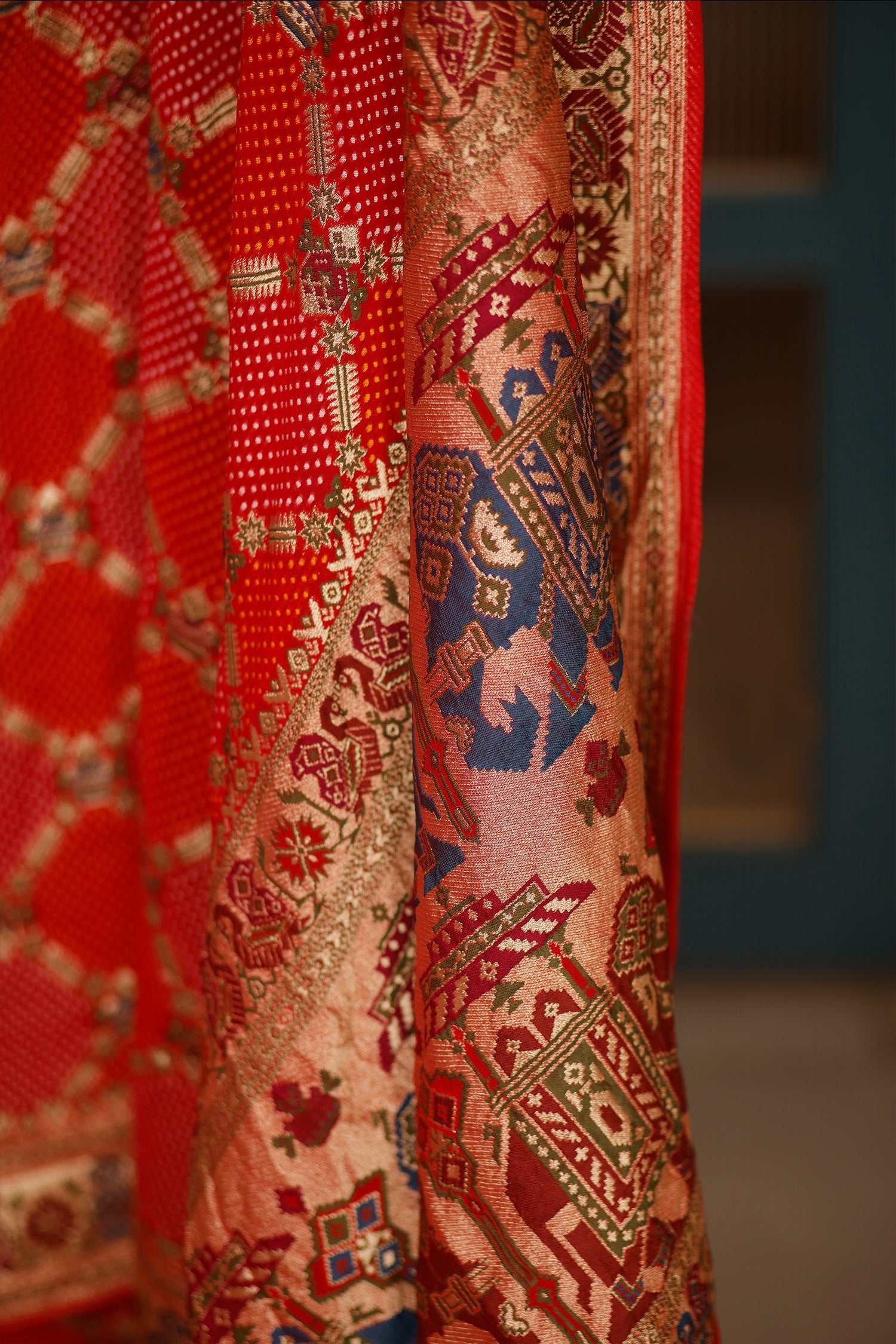 Multi Colored Georgette Meenakari Weaving Saree