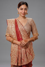 Magenta Kanchipuram Silk Traditional All Over Woven Saree with Handworked Border and Pallu - magenta silk saree